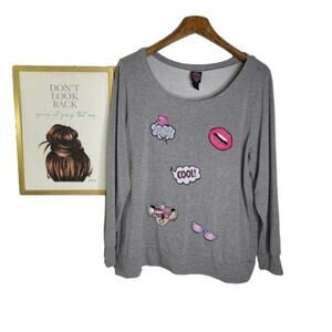 Torrid Rebel Wilson Gray Patchwork Sweatshirt‎ Size 1
